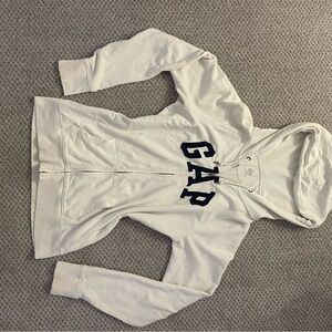 GAP Cream Zip-Up Hoodie with Black Lettering